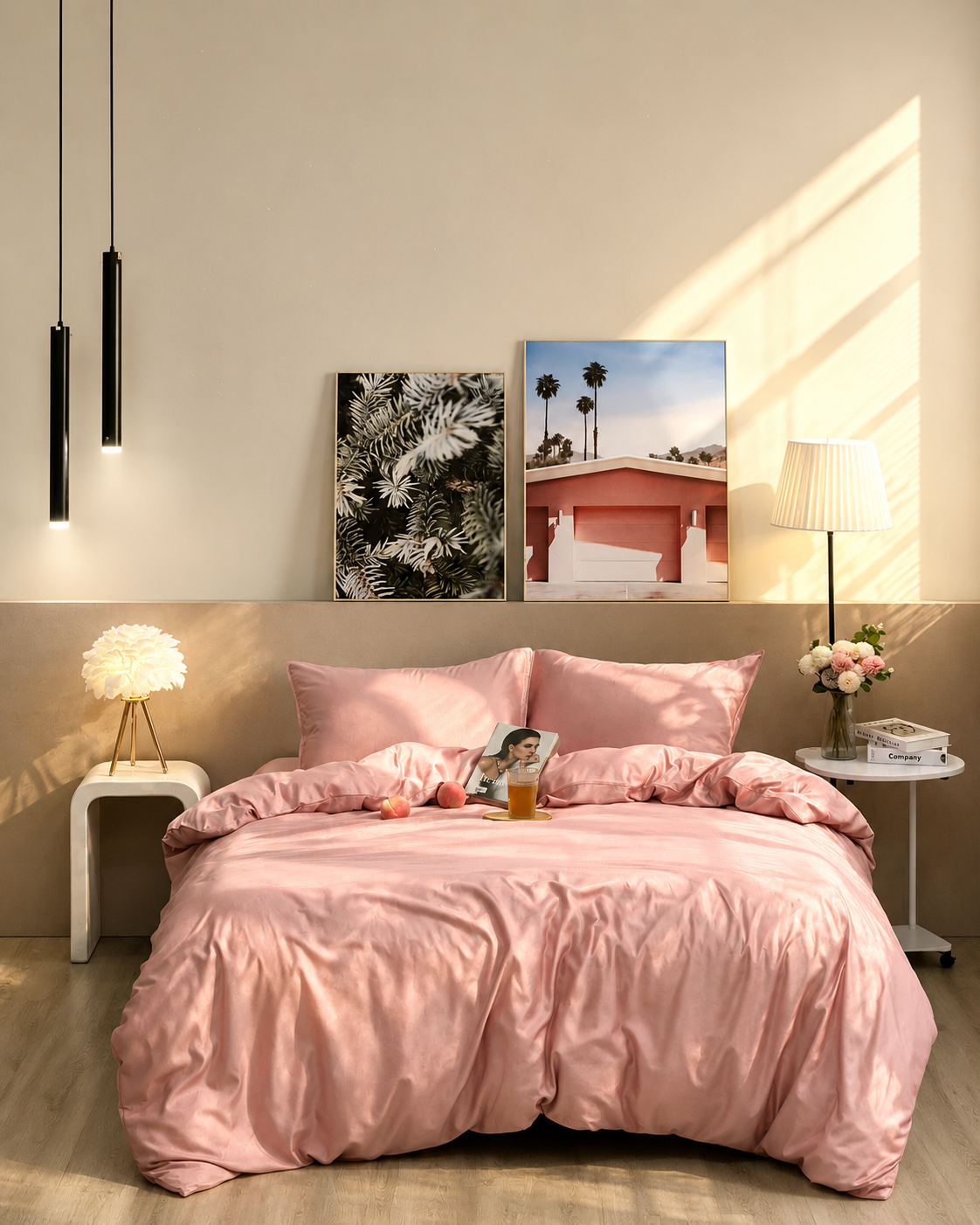 M11M10 – Bộ chăn ga gối Modal Microfiber màu hồng đất