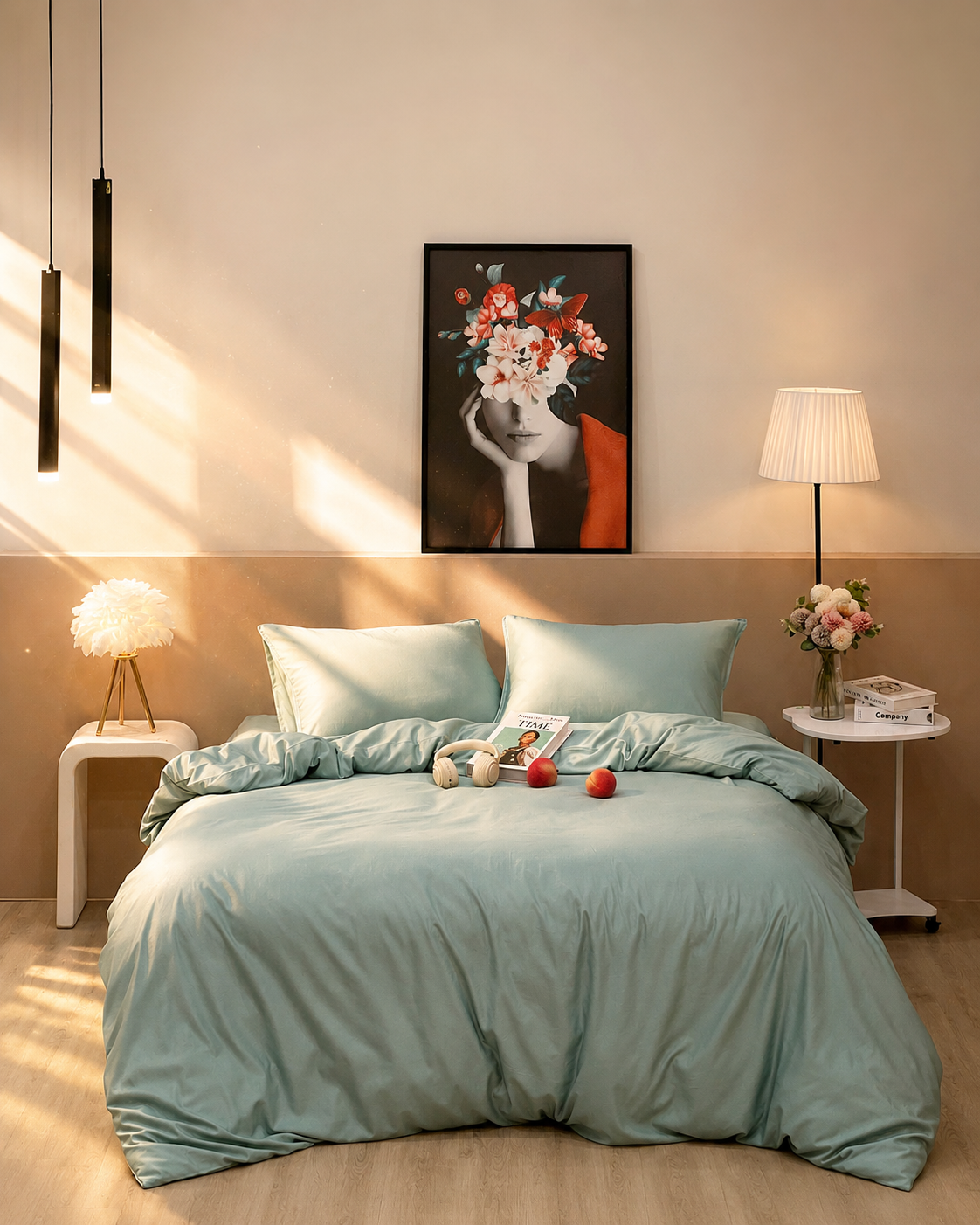 M11M14 – Bộ chăn ga gối Modal Microfiber màu xanh mint