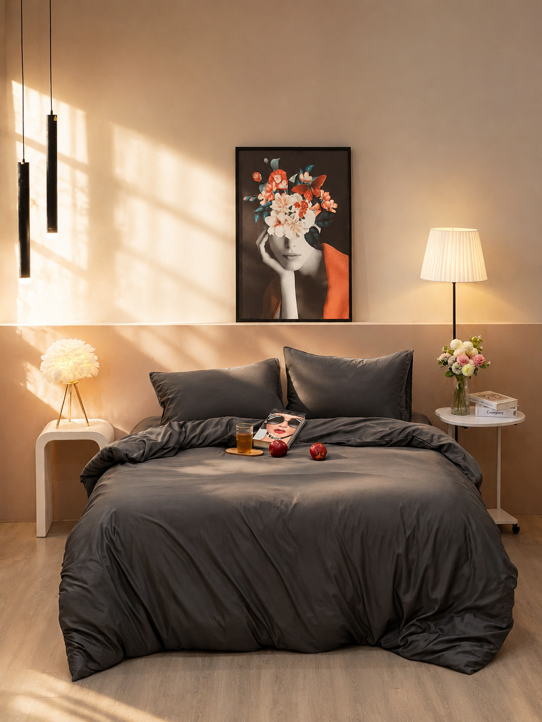 M11M15 – Bộ chăn ga gối Modal Microfiber màu xám than